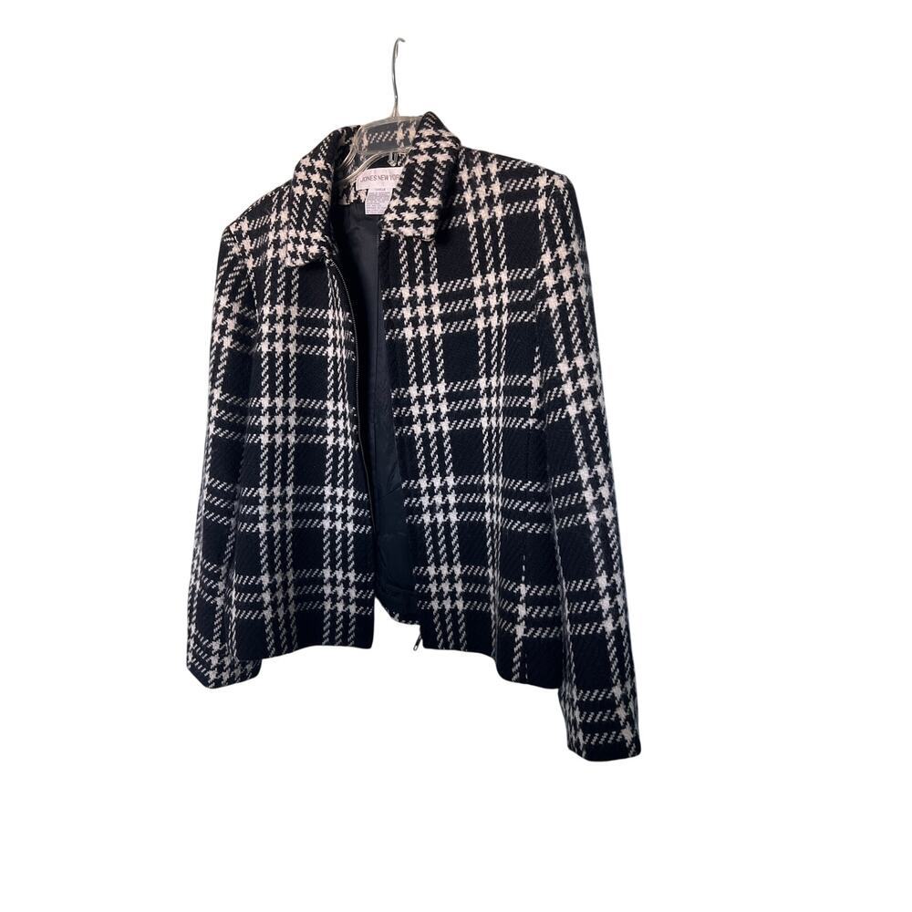 NWOT Jones New York Women Black and White Plaid Wool Jacket Size 16 - Picture 3 of 6